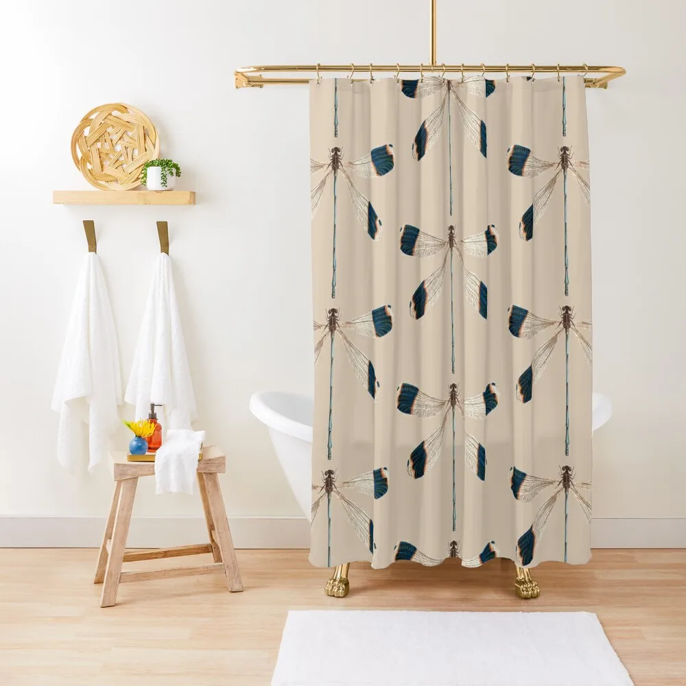 

Dragonfly Insect | Golden Dragonflies | Golden Dragonfly Shower Curtain Set For Bathroom Curtain