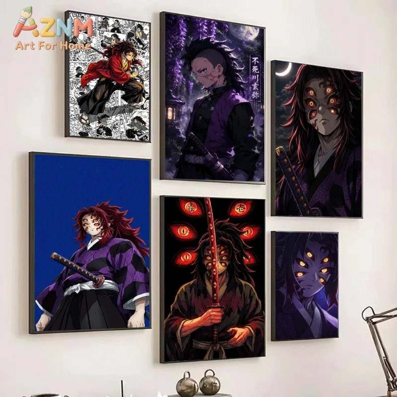 Demon Slayer Yoriichi Tsugikuni Kokushibo Genya Manga Panel Anime Canvas Wall Art Unframed Single Canvas Print Wall Poster For