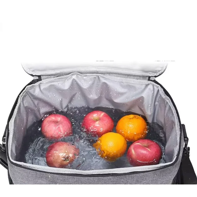 Large Insulated Lunch Bag Black Waterproof Leak-proof Thickened Handheld/Shoulder Carry Outdoor Picnic Lunch Bag﻿