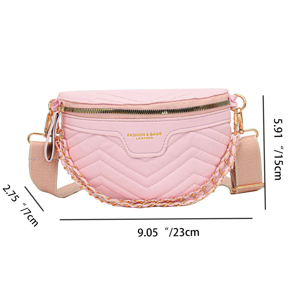 Chain Waist Bag For Women Fashion Fanny Pack Pu Leather Belt Bag  Black Female Crossbody Chest Bag Phone Purse Banana Hip Bag