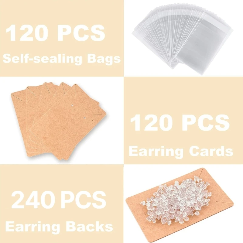 480Pieces/set Plastic Bag Earring Display Card for Earring Necklace Display