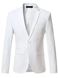 1 Pieces White Men's Suit Blazer One Button Groom Tuxedo Business Jacket Notch Lapel Coat For Party Prom