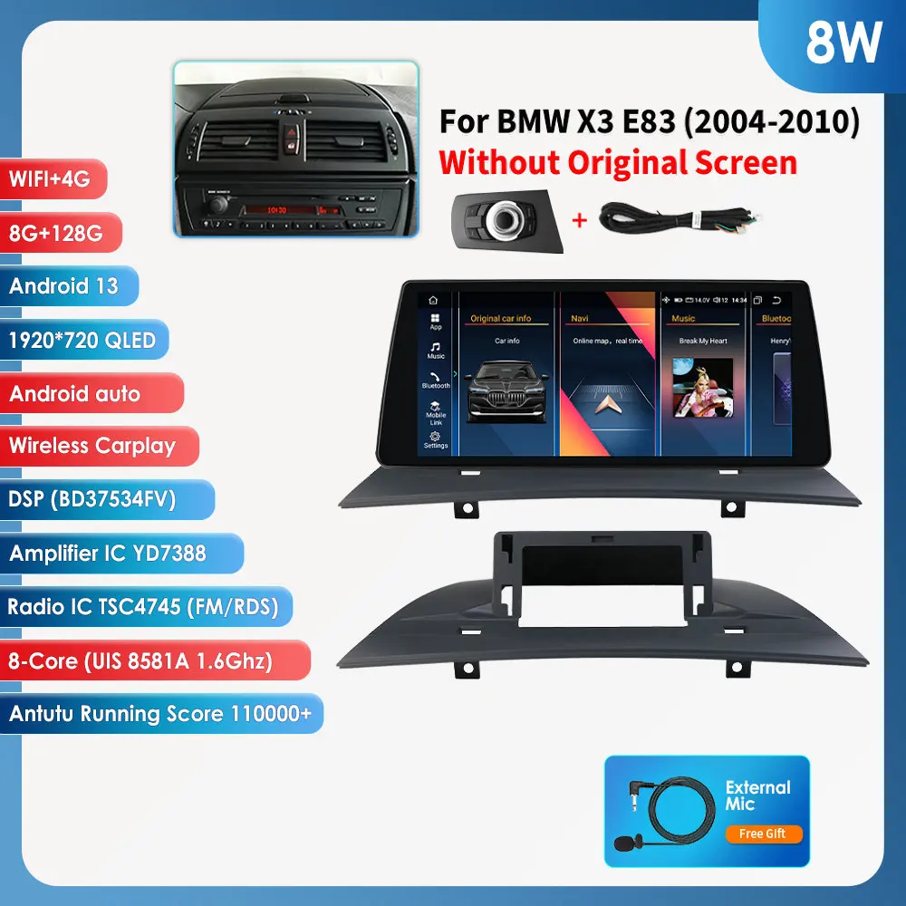 Autoradio voor BMW X3 E83 2004-2010 Android Auto Carplay Autoradio Multimedia Video Player 10.25 inch GPS navigatie 4G WIFI DSP