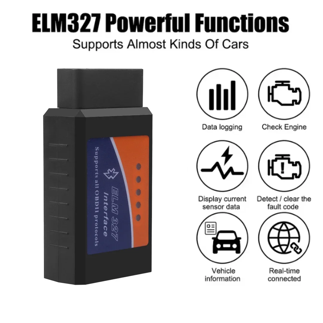 Bluetooth Mini ELM327 OBD2 Code Reader Scanner V2.1/V1.5 Car Diagnostic Tools For Android/iOS/Windows 16PIN Interface Automotive