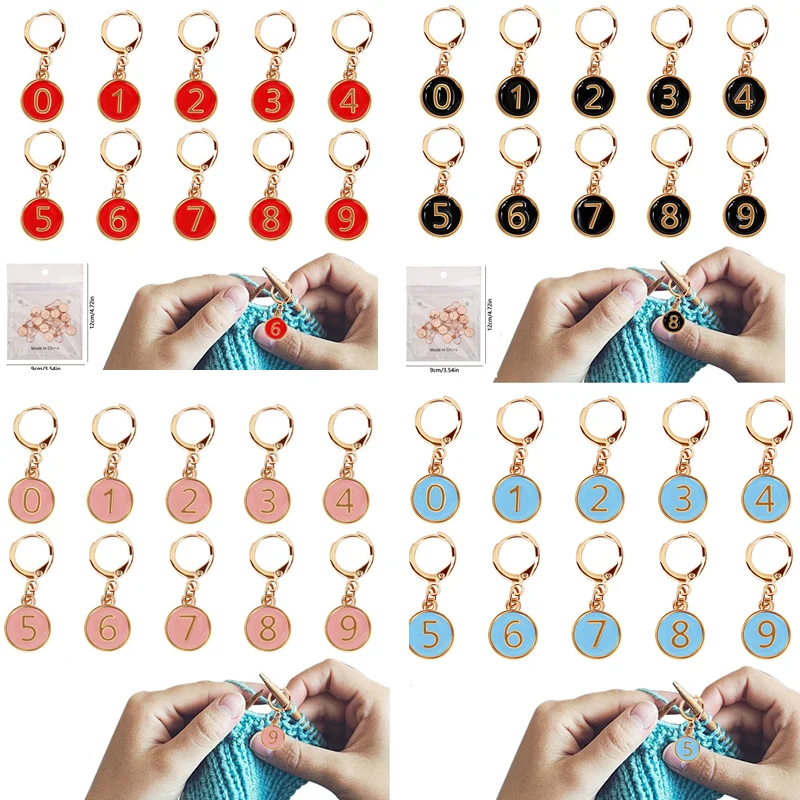 

10 шт., набор инструментов для вязания свитера с нумерами иглы, капельные номера масляных сплавов и пуговицы - трикотажные аксессуары