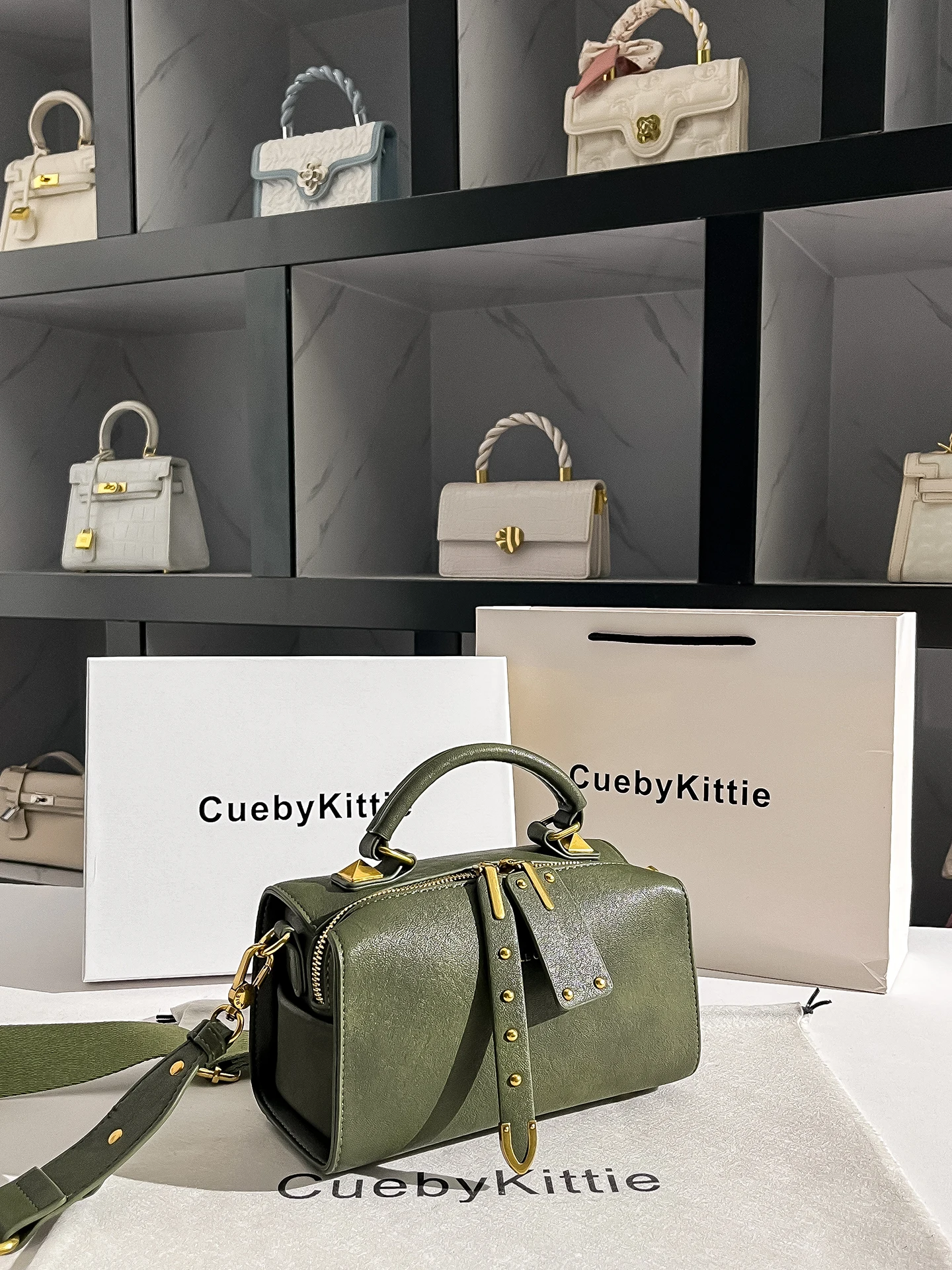 Kittie Women's Leather Boston Crossbody Bag - close-up view