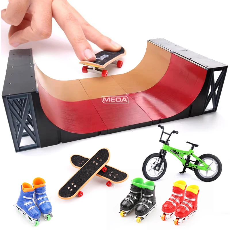 フィンガースケートボード U 字型ビッグシーン DIY & スタントオートバイバイクスクーターパーツ テックデッキ会場コンボ屋内家庭用おもちゃ用