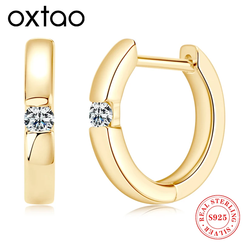 

OXTAO D Color Moissanite Hoop Earrings GRA Certified Women S925 Silver Solitaire Stone Stud Earring Fine Jewelry Gift Wholesale