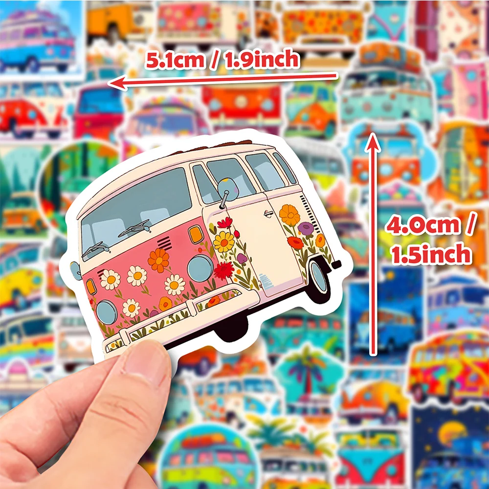 10/30/50PCS Cool Hippie Bus Cartoon Stickers Decoration Decals Waterproof DIY Phone Stationery Cute Graffiti Sticker Kids Toys