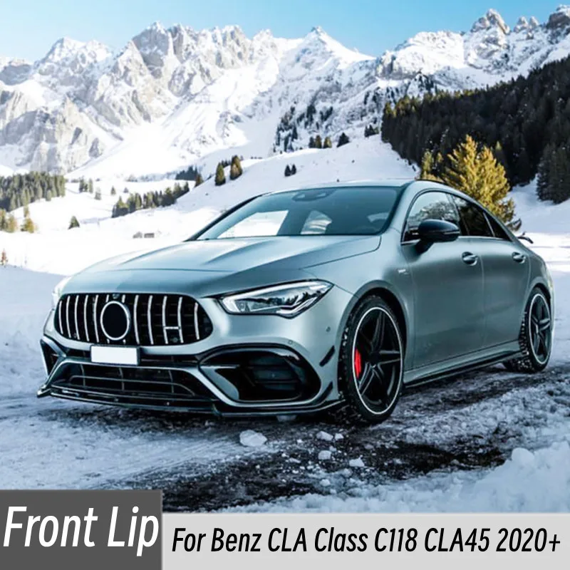 

For Mercedes-Benz CLA Class C118 CLA45 2020+ Car Front Bumper Splitter Lip BodyKit Protector Guard Exterior Tuning Accessories