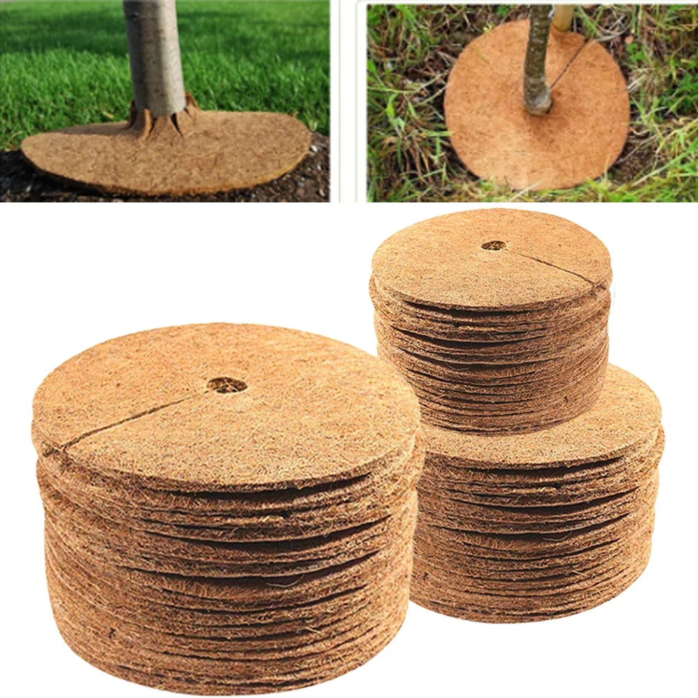 5szt Coconut Shell Fiber Plant Anti-weed Mat Potted Soil Moisturizing Covering Film Tree Trunk Protector 25/30/35/40/45cm Rozmiar