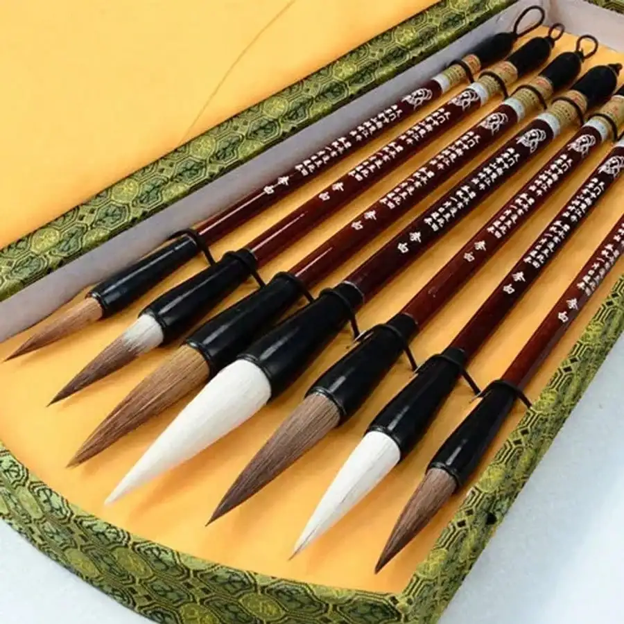 7pcs Chinese Calligraphy Brush Gift Set Li Bai Series Wolf Brush For Beginner Painting And Calligraphy Practice Art Supplies