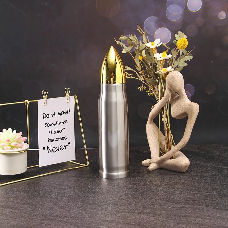Drinking Bottle Vacuum Stainless Steel Insulation Cup Double Layer Bullet Head Thermos bottle Rocket Cup Tumbler