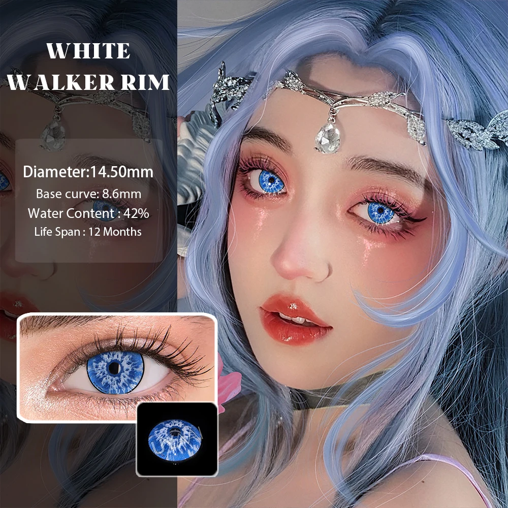 UYAAI Cosplay Color Contact Lenses for Eyes Anime Eye Lenses 1Pair White Black Red Lenses Contact Lenses White Series