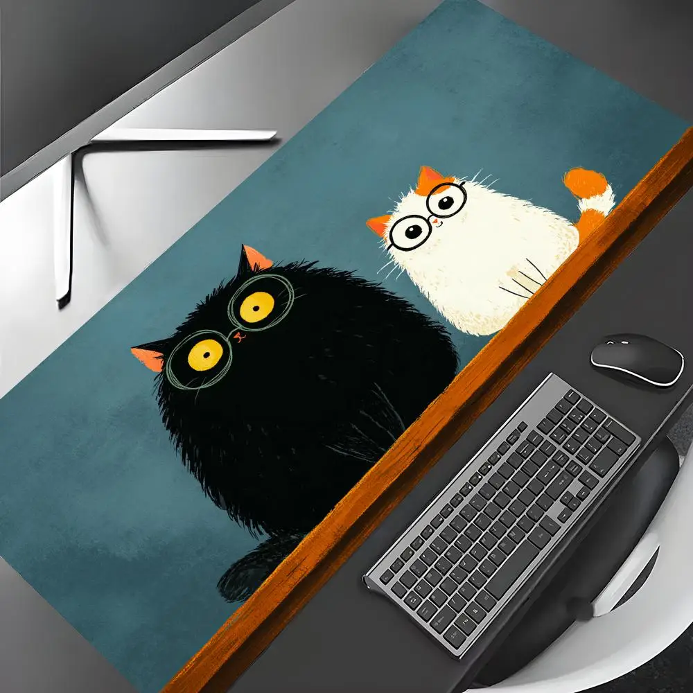 Cute black and white cats Mouse Pad Large Computer Office Game Table Mats Rubber Anti-slip XXL mouse mat HDP Long Desk Pads