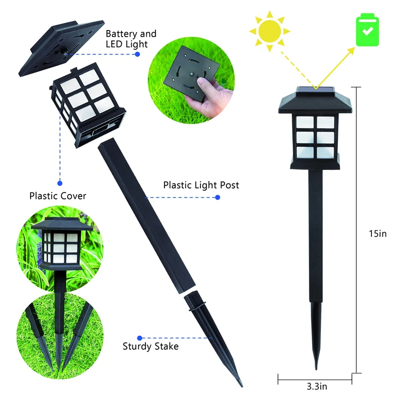 10PCS LED Solar Pathway Lights Outdoor Lawn Lamp Solar Lamp Decoration for Landscape/Patio/Garden/Yard/Driveway/Walkway Lighting