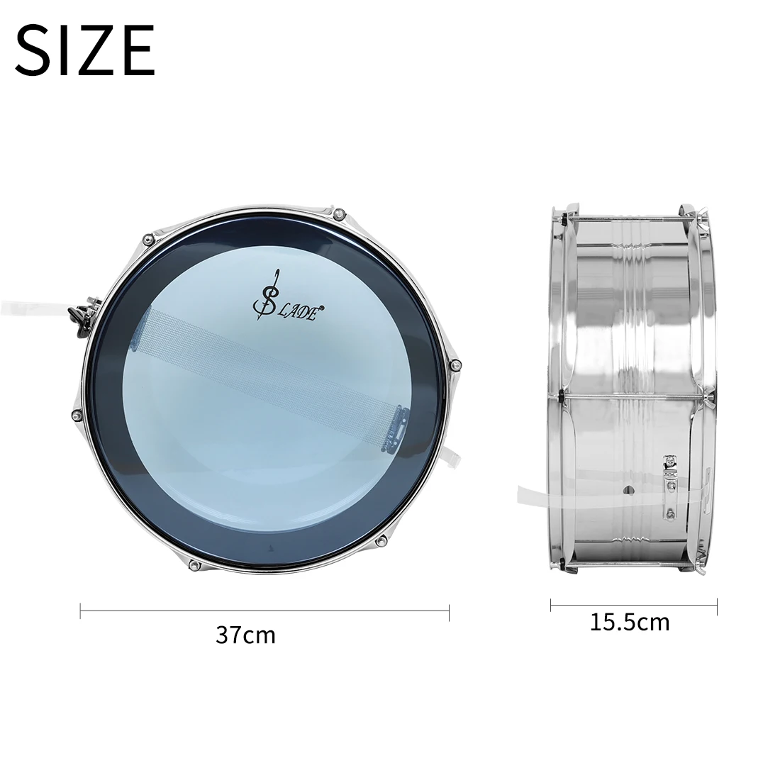 SLADE 14 Inch Snare Drum Stainless Steel Marching Drum Percussion Instrument with Strap Drum Sticks Parts & Accessories