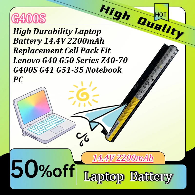 High Durability Laptop Battery 14.4V 2200mAh Replacement Cell Pack Fit Lenovo G40 G50 Series Z40-70 G400S G41 G51-35 Notebook PC