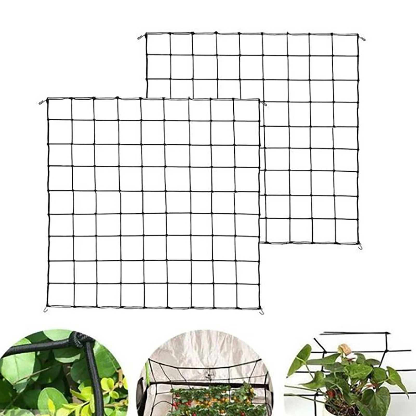 Tienda de cultivo de poliéster elástico, red de malla elástica, enredadera, soporte para plantas con 4 ganchos, soporte para jardín, verduras, vid