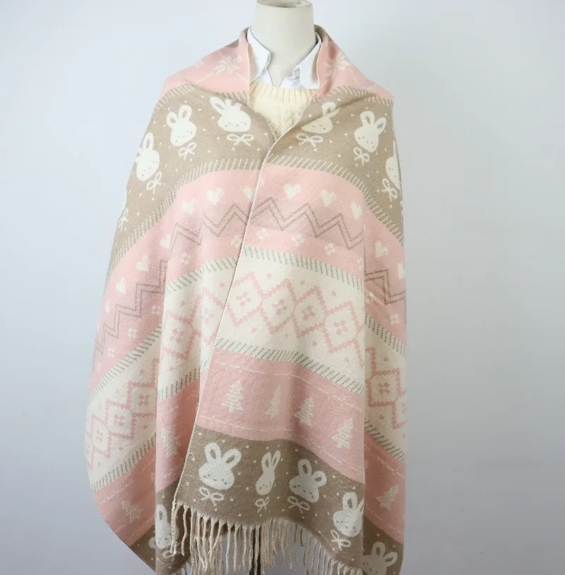 

Милый шарф в японском стиле для девочек, шаль с милым узором снежинки, зимний теплый мягкий универсальный теплый студенческий женский шарф-шаль