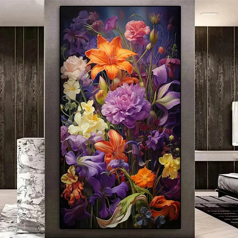 Diy Diamond Painting Kits Big Size Colorful Iris Flowers Full Rhinestone Drill Mosaic Embroidery Fresh Floral Picture Wall Decor