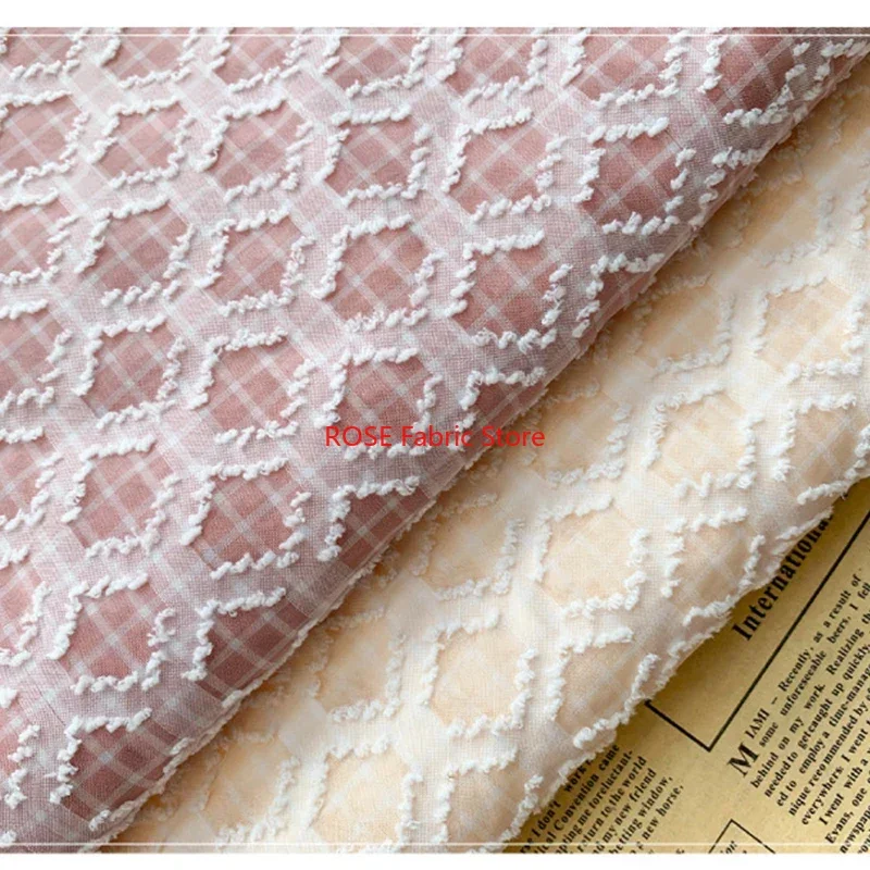 

3D diamond lattice flower jacquard chiffon fabric for Dress DIY, Party Gown, Maxi Dress