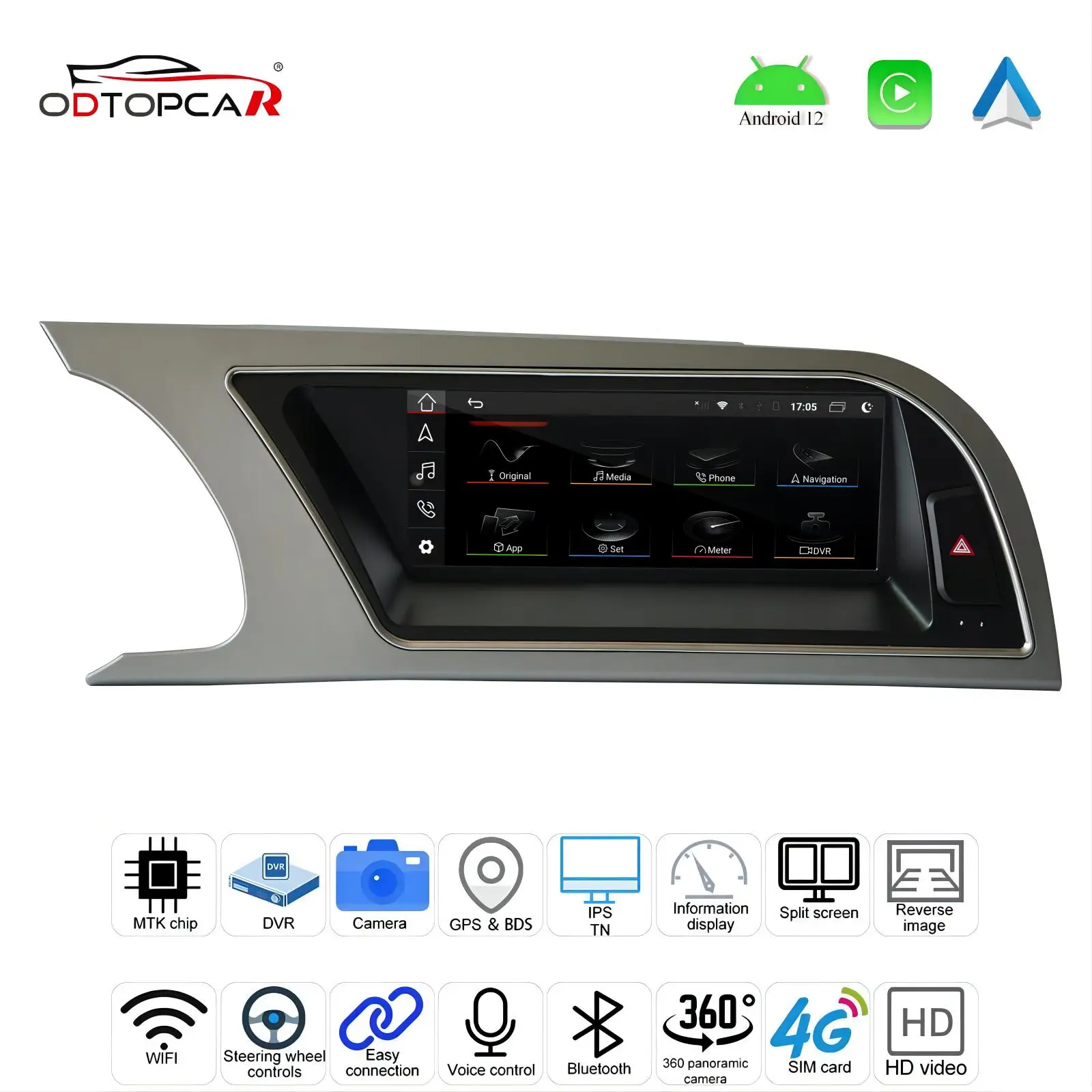 

For Audi A5 S5 RS5 8T (2009-2015) Concert/Symphony 8.8” Touch Screen Android 12 System Upgrade GPS Navigation Bluetooth CarPlay