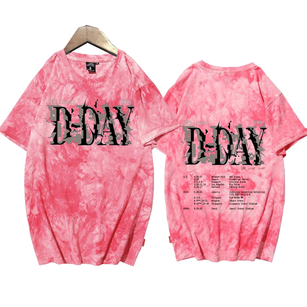 Suga Agust D Tour Tie Dye Shirts Unisex Round Neck Short Sleeve Popular Music T-Shirt Fans Gift