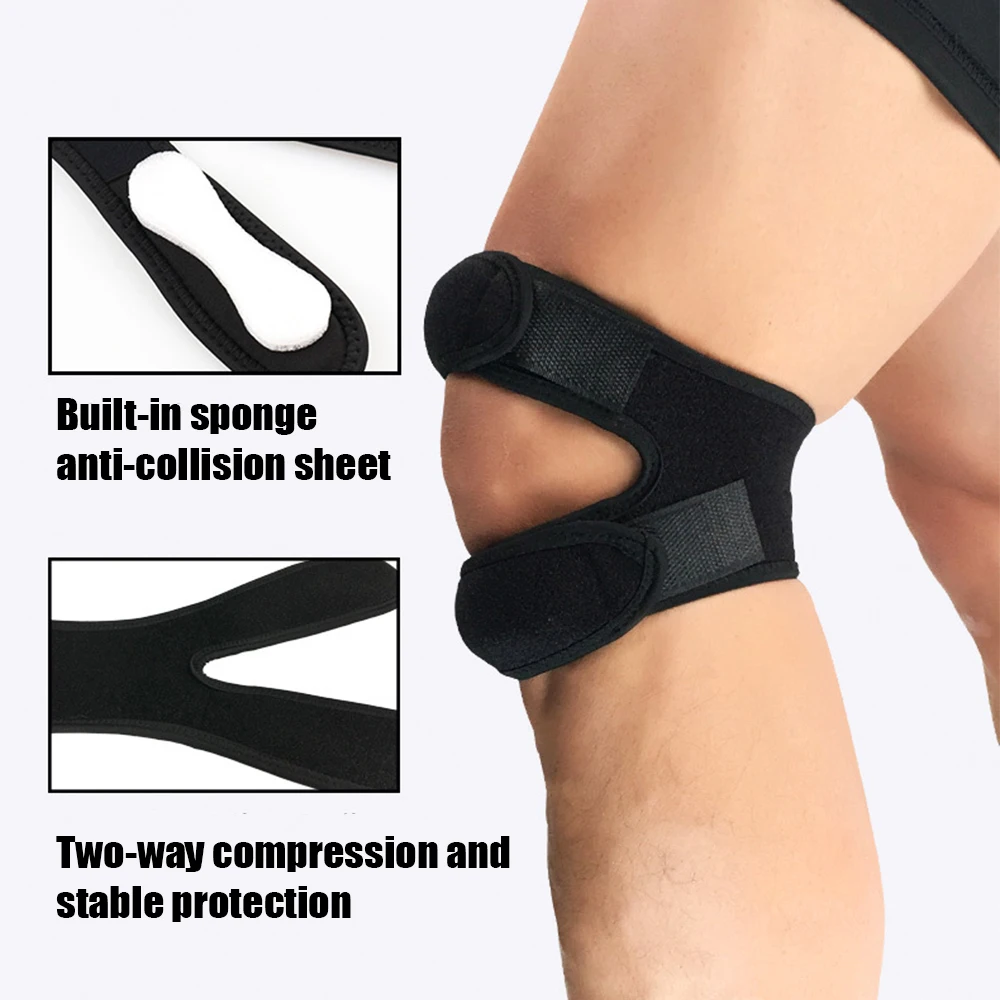 1Pcs Double Patella Knee Strap Adjustable Neoprene Knee Support for Running, Arthritis, Tennis, Basketball, Knee Pain Relief