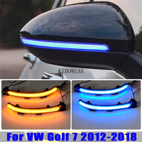 2pcs Blue Welcome Dynamic Blinker For VW Golf VII 7.5 MK7.5 GTI R GTD RLINE MK7 7 sportswagen LED Turn Signal Mirror 2013-2019