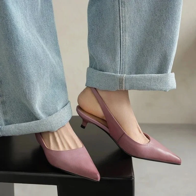 

Pointed Toe Stiletto Heel Back Empty Sandals Women Summer Shallow Single Shoes Simple Fashion Sandals