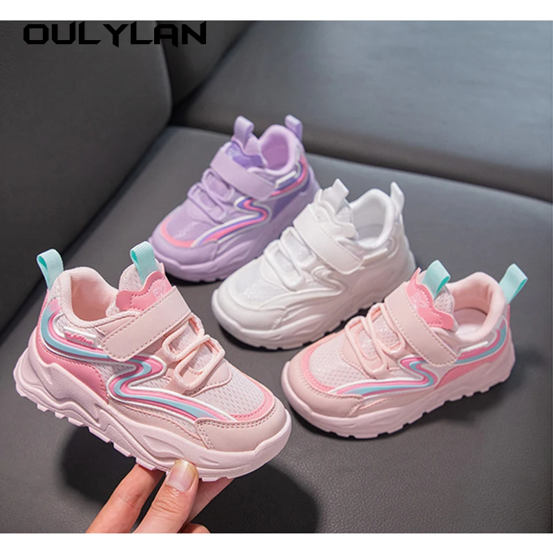 Kids Lightweight Sneakers Fashion Girls Casual Running Shoes Children School Lovely Pink Non-slip Shoes Outwear Breathable Shoes