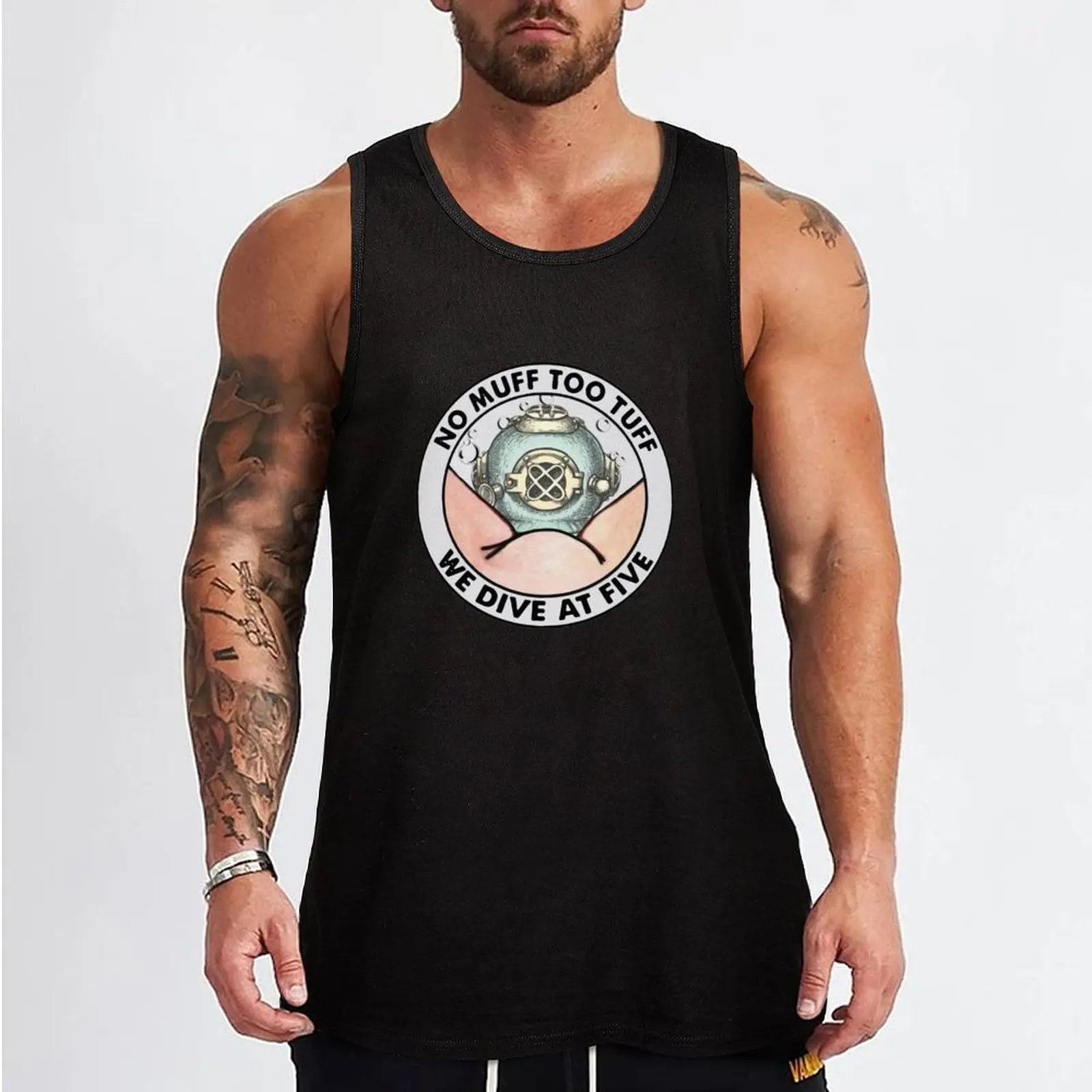 NO MUFF TOO TUFF WE DIVE AT FIVE Tank Top gym wear men sleeveless jackets bodybuilding man