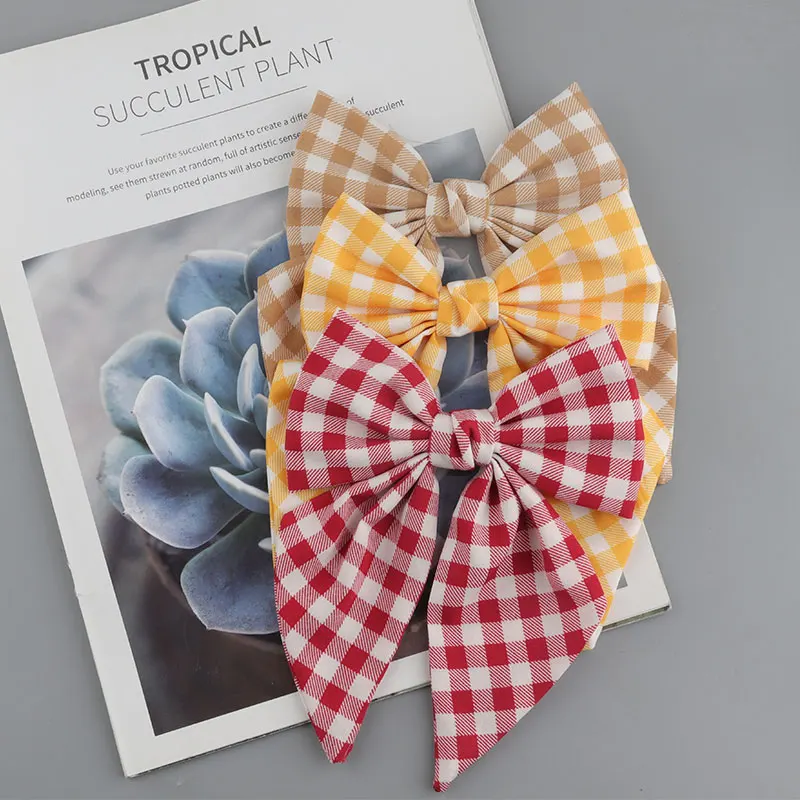 Fashionable Plaid Bow Hair Clip Women\'S Hair Accessories Girls\' Hair Clip Handmade Fabric Headwear