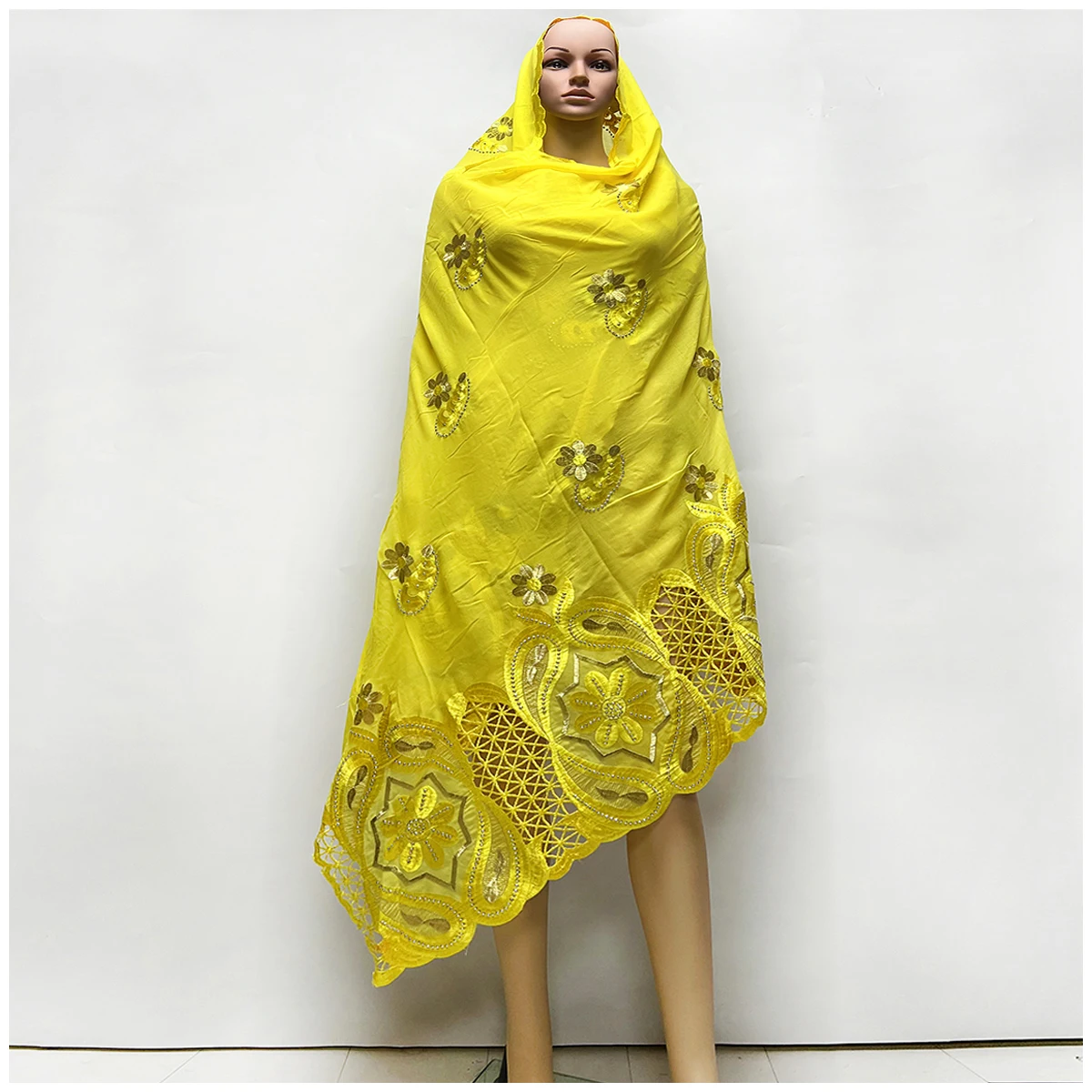 2025 New Hot Sale African Women 100% Cotton Hollow Out Devise Scarf Muslim Women Hijab Scarfs Big Size Cotton Scarf for Shawls