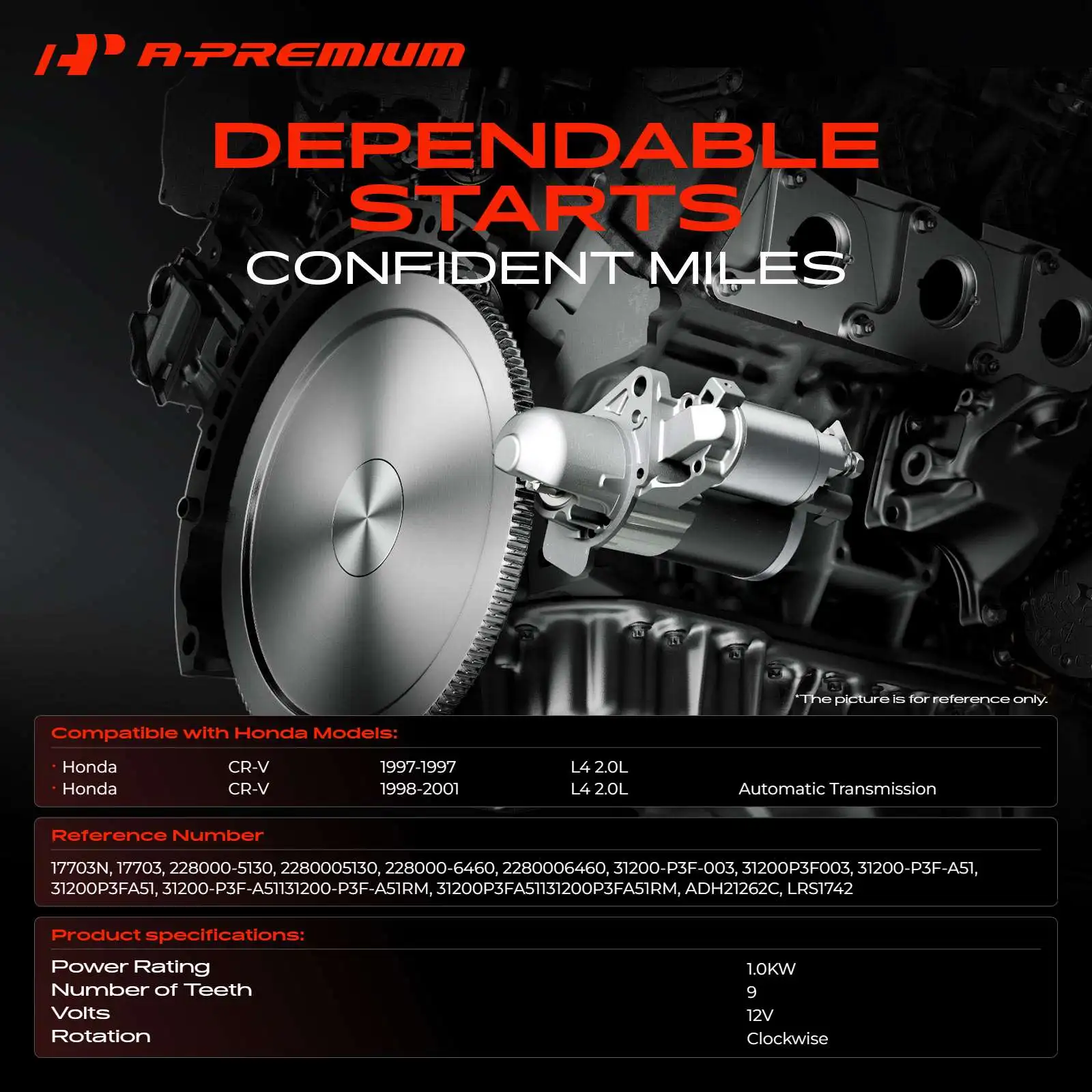 A-Premium Starter Motor for Honda CR-V 1997-2001