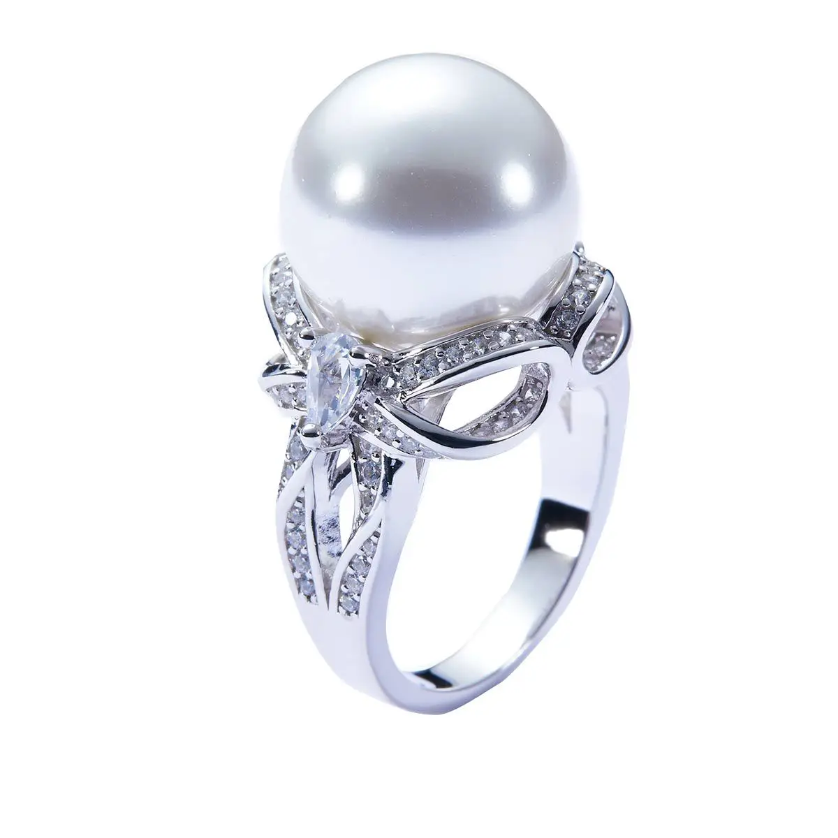 

925 Silver Jewelry Open Resizable 12mm Natural Pearl Rings Fine Accessories for Wedding Engagement Party for Wife Gift