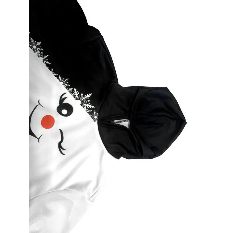 Bluza damska plus size 1XL-5XL, nowa, modna, z długim rękawem, na imprezę, wkładana przez głowę, z kapturem, codzienna, kontrastowa, z nadrukiem świątecznym.