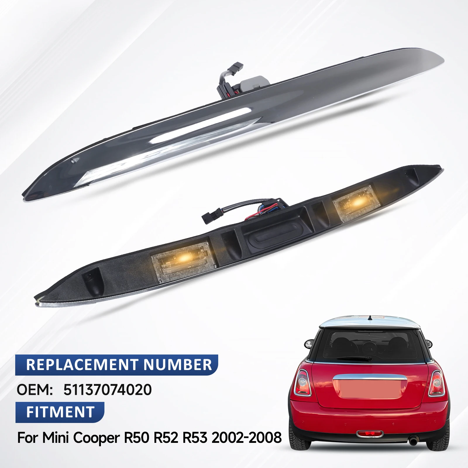 51137074020 1 Stück Heckklappengriff mit Lampe für BMW Mini Cooper R50/R52/R53 2002-2008 Neuer Heckklappengriff mit Licht Großhandel – Detail 3