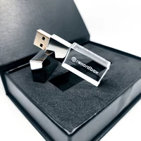 Nueva unidad de bolígrafo de cristal plateado con luz LED colorida DJ USB3.0 con caja de regalo 16GB 32GB 64GB 128GB