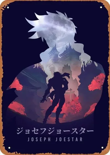 Póster de Anime, Figura Minimalista, Letrero Metálico de Metal, Joseph Joestar, Arte de Pared, Letrero de Metal