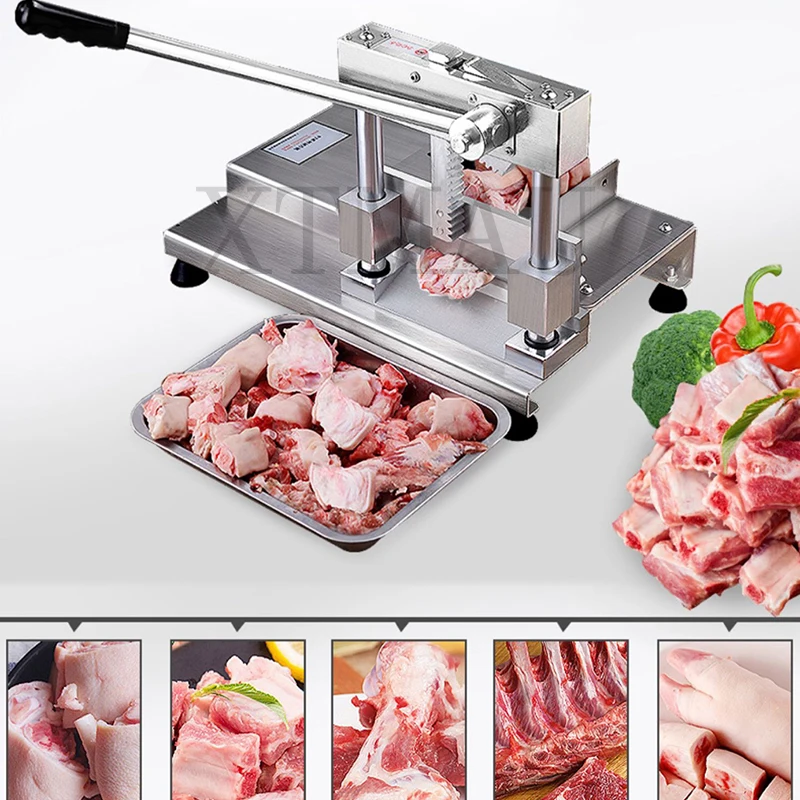 Máquina cortadora de huesos Manual comercial, pestañones de cerdo, guillotina picada, corte de carne congelada, sierra para huesos pequeña para el hogar