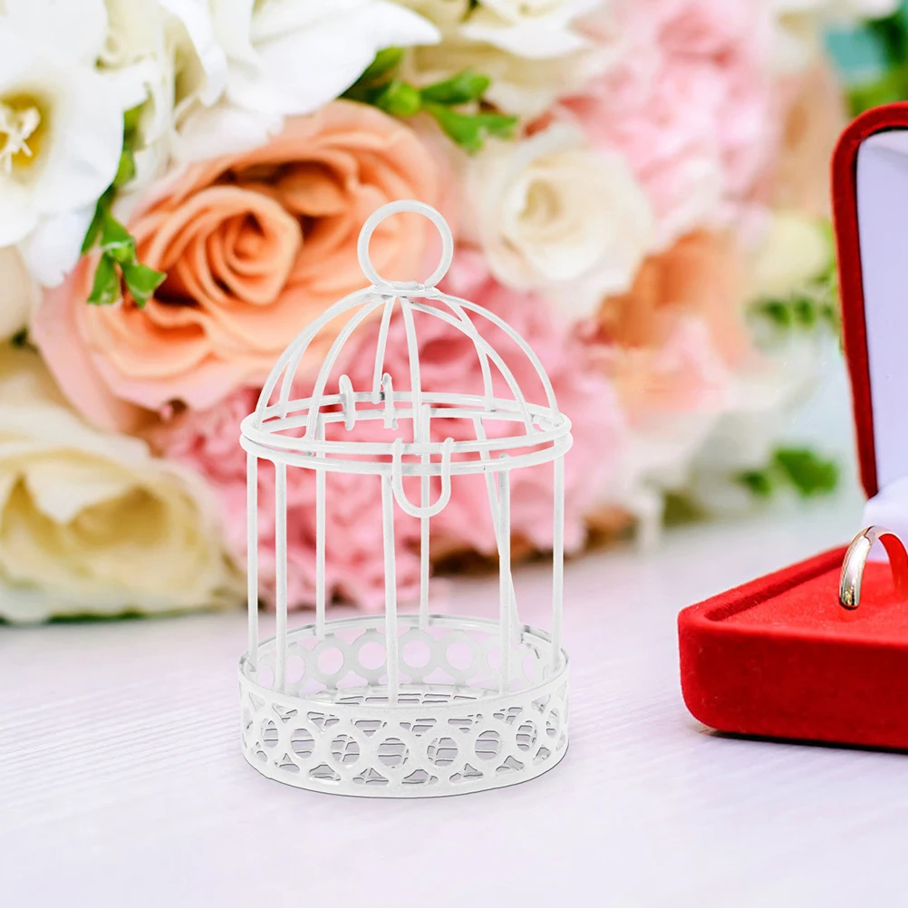 

2Pcs Bird Cage Storage Small Decor Desktop Ornaments Mini Birdcages Hanging Lantern Metal Tealight Vintage Centerpiece