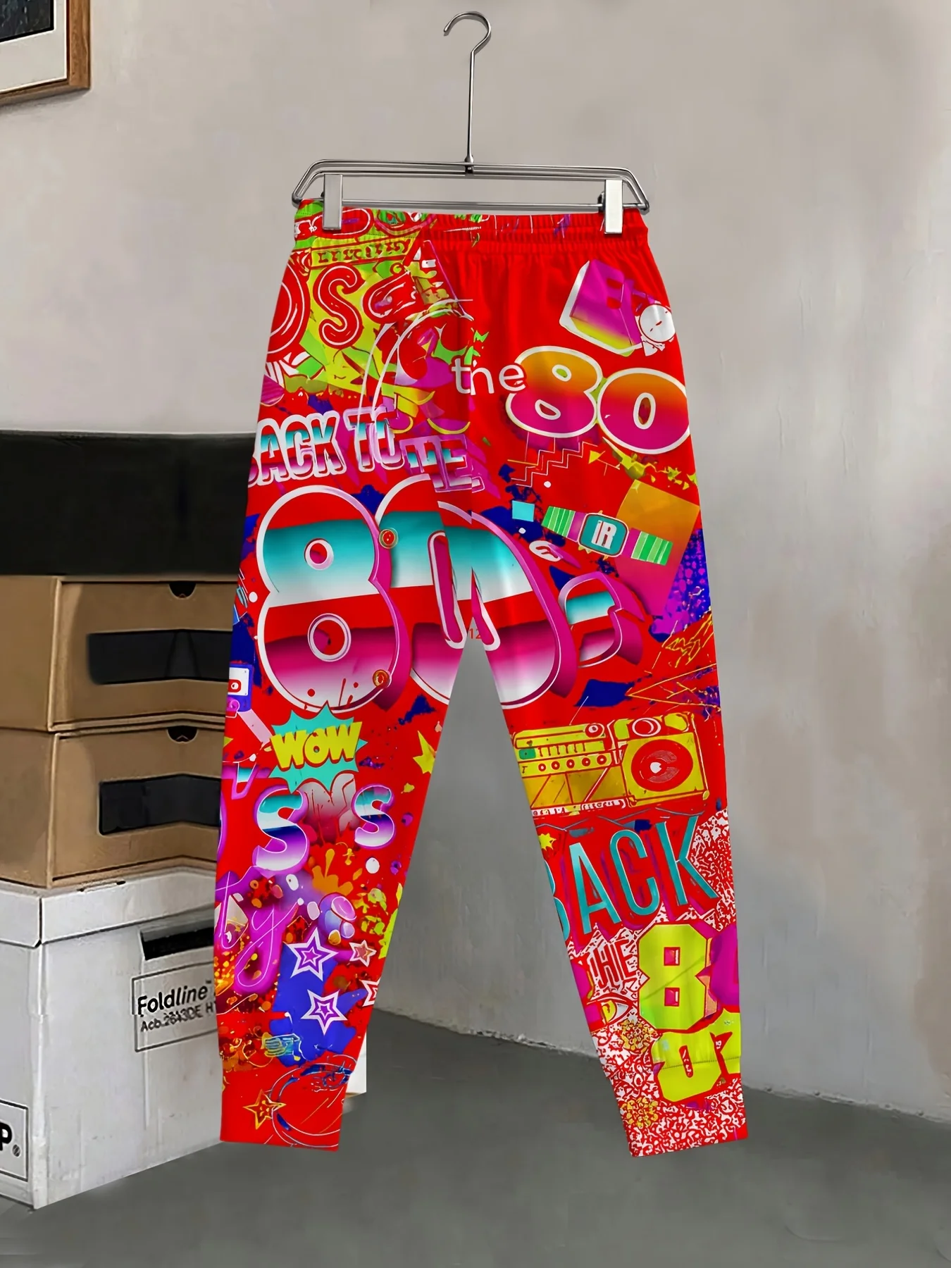 Neuheiten: Trendige 80er-Jahre Retro-Nostalgie-Print Unisex-Jogginghose mit geradem Bein, Hip-Hop-Sweatpants für Party, Alltag und Street-Style – Detail 4