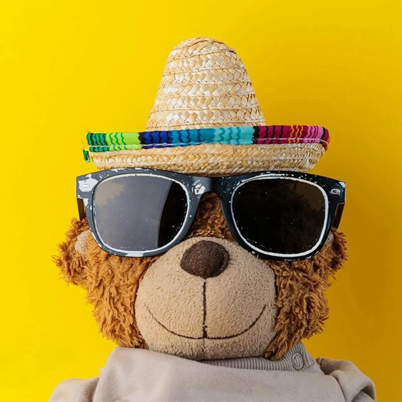 

6 Pack Small Sombrero Hats, 6.5 Inch Natural Straw Hats Sombrero Party Hats Dolls Pets Themed Party Decoration Supplies-AT93