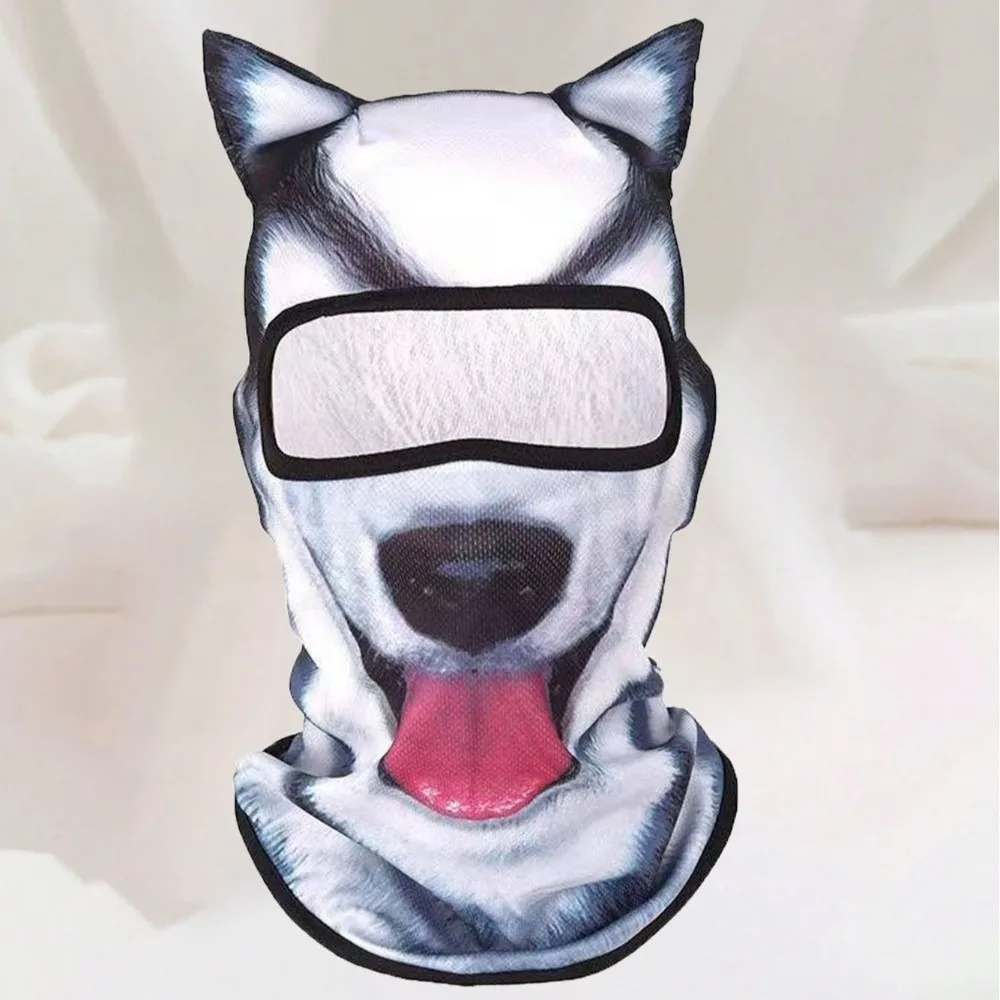 3D Animal Print Balaclava Mask Breathable Fabric Windproof Design Neck Gaiter Full Coverage Funny Pattern Sun Protection Mask