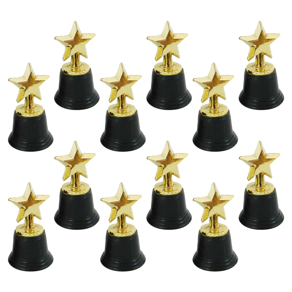 

Award Golden Mini Award Trophy Prizes Decor Plastic Reward Prizes Kindergarten Kids Gift Awards Trophy with Black Base