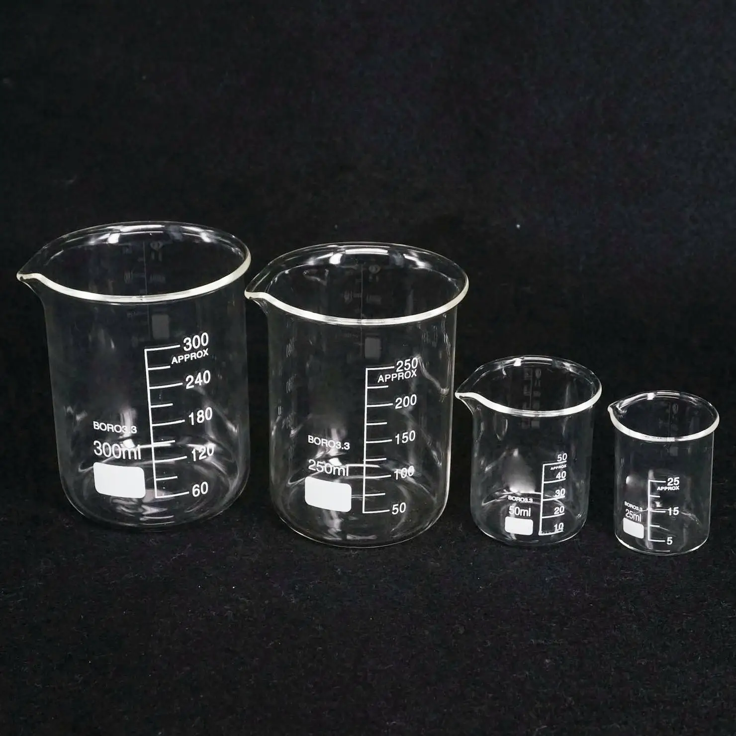 5/10/25/50/100/150/200ml G3.3 Borosilicate Glass Low Form Beaker Chemistry Lab Heavy Wall