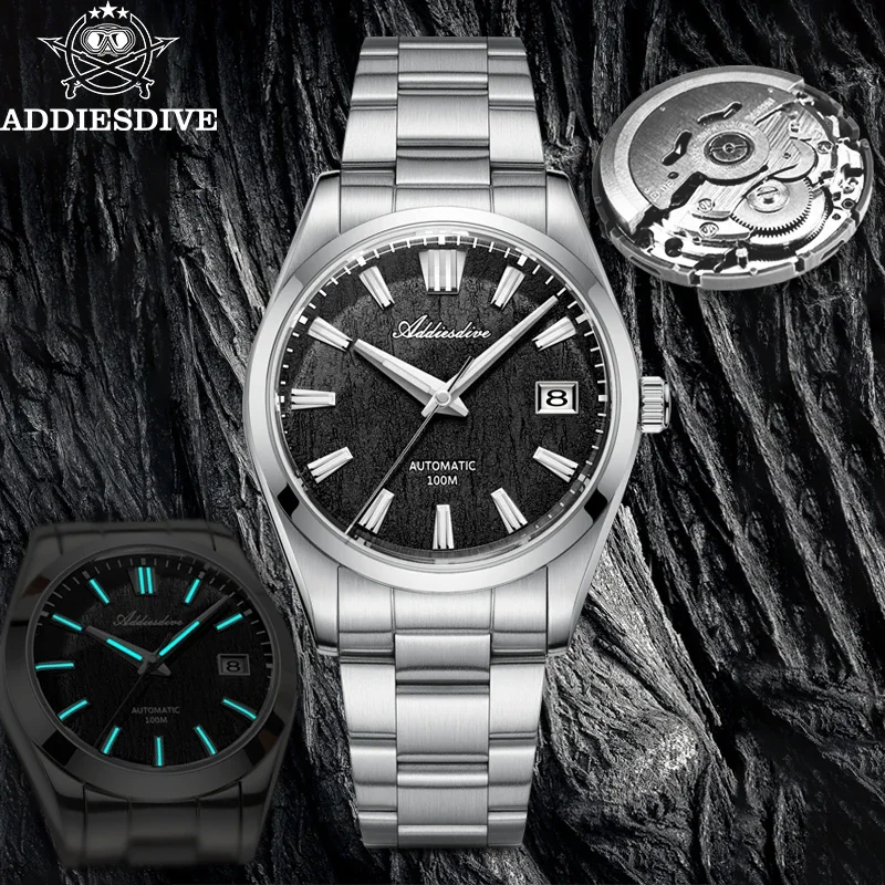 

ADDIESDIVE 38mm Men's Automatic Mechanical Watch Waterproof 100M Super Luminous Sapphire Glass Wristwatch Luxury Steel Watches