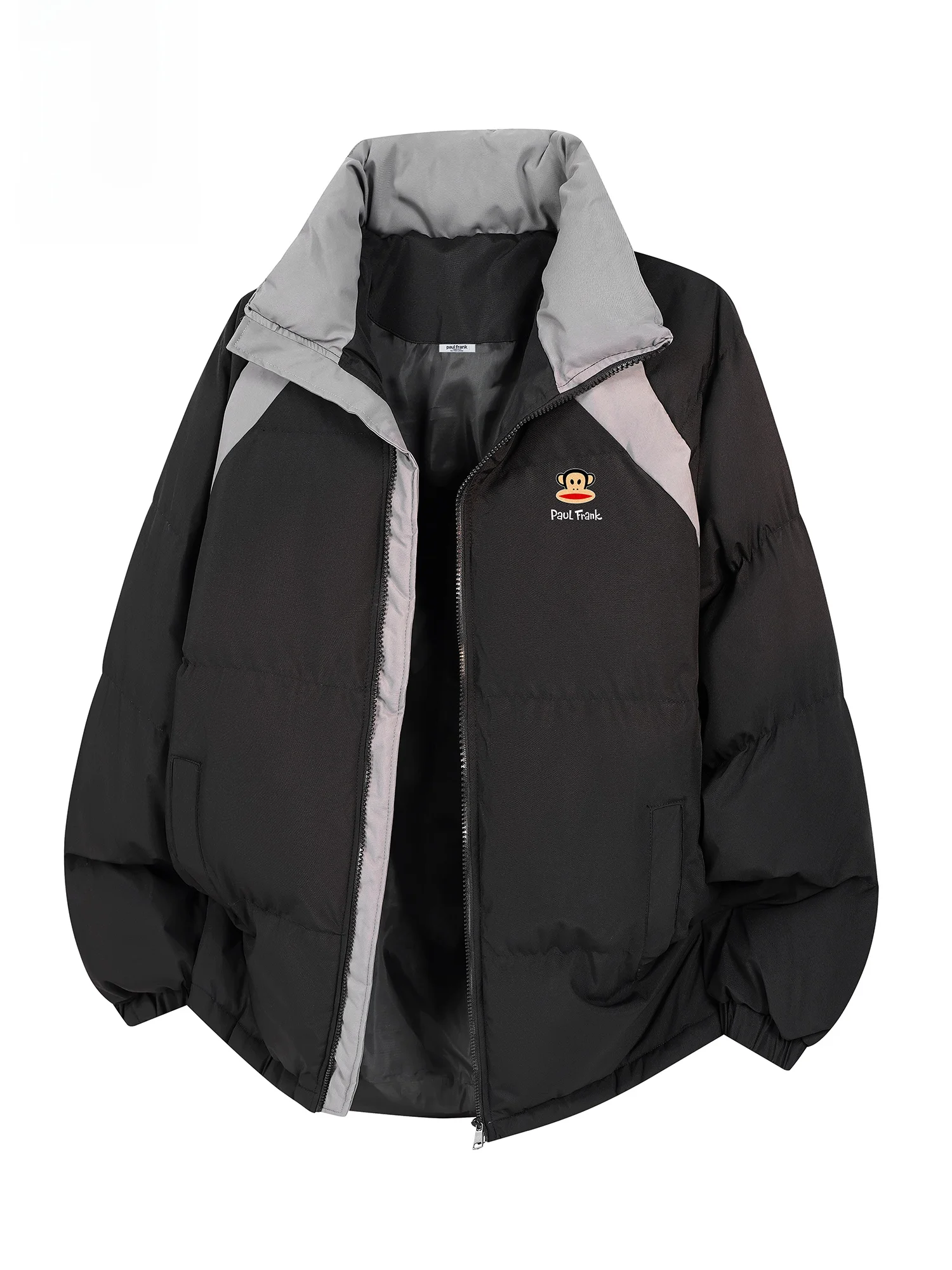 

Мужская зимняя куртка Paul Frank свободного кроя с вставками на плечах, из хлопка, с воротником-стойкой, с принтом «Обезьянье растение», повседневное пальто большого размера, новинка